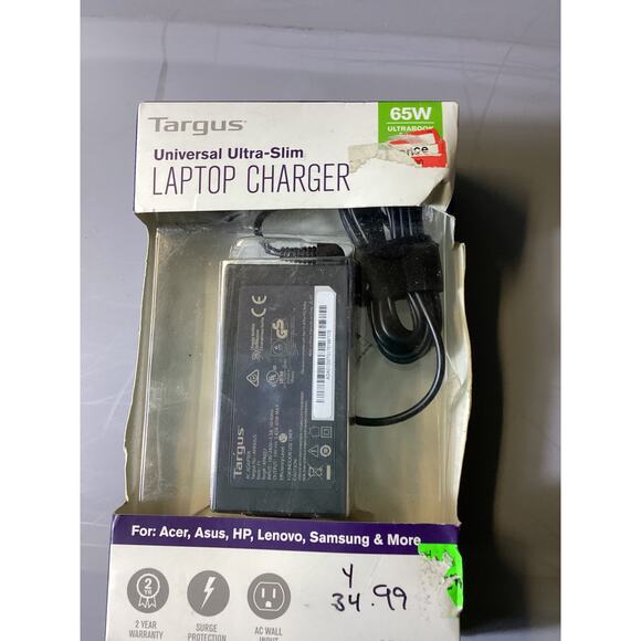 Targus Universal Ultra-Slim Laptop Charger - 65W - Picture 1 of 2